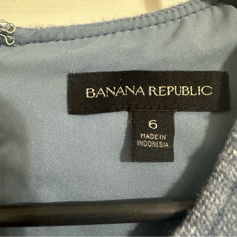 Banana Republic Wool Blend Sheath Dress Women’s 6 Blue Short Sleeve Lined Career - Picture 4 of 8